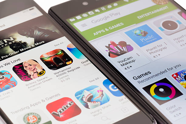 google jouer et app magasin d'apple - android telephone mobile phone application software photos et images de collection