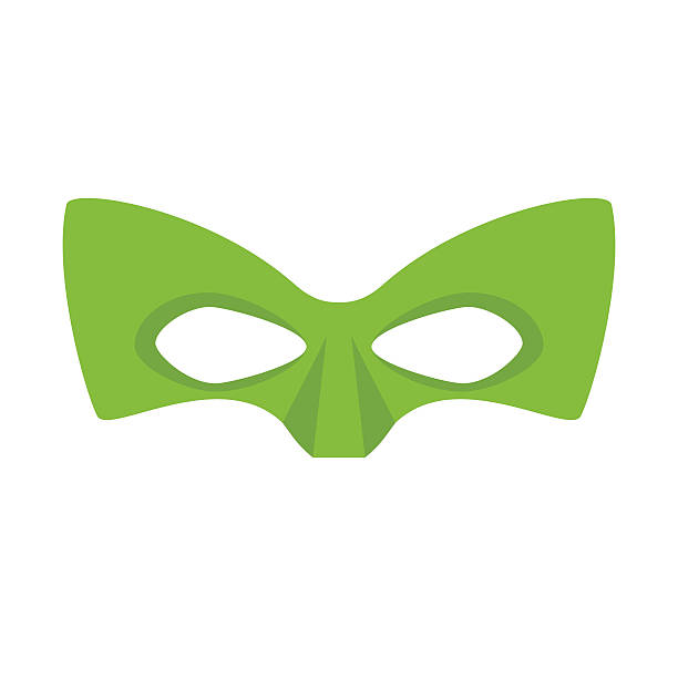 Super hero green mask Super hero green mask. Supperhero mask for face character in flat style. Masks of heroic, savior or superhero. Comic super hero mask vector illustration. Super hero photo props. Super hero face  superhero clip art stock illustrations