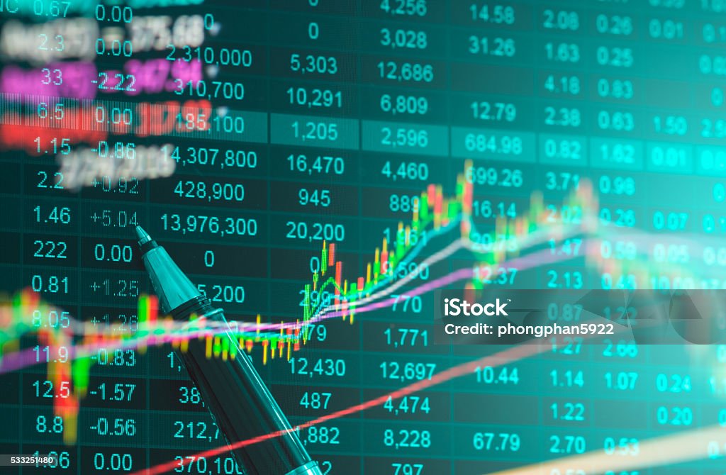 Financial data on a monitor,Stock market data Financial data on a monitor,Stock market data on LED display concept Analyzing Stock Photo