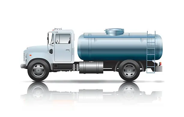 Vector illustration of white tanker truck