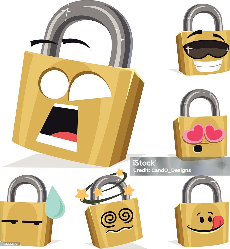 Padlock Cartoon Set A Stock Illustration - Download Image Now - Mascot ...