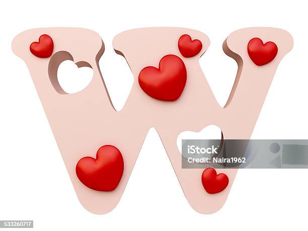 Heart Alphabet Letter W Stock Photo - Download Image Now - 2015, Alphabet, Capital Letter