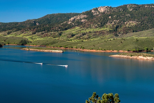 The beautiful Horsetooth Reservoir outside of Fort Collins, Colorado. 