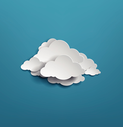 white clouds with shadow on blue sky background looks 3D .this a vector eps Ai 10 illustration, could be used in several ideas and topics like cloud computing, weather and climate condition ,child room wall background, cartoons ,cloud storage, templates...etc.