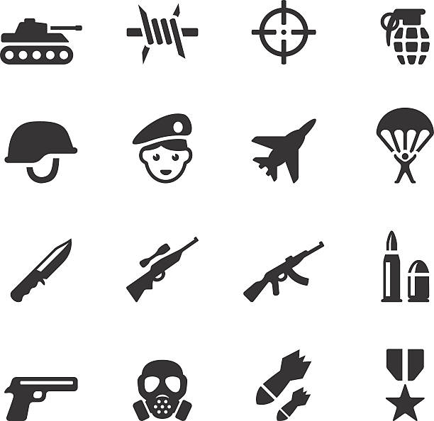 soulico военные значки — - орудие stock illustrations