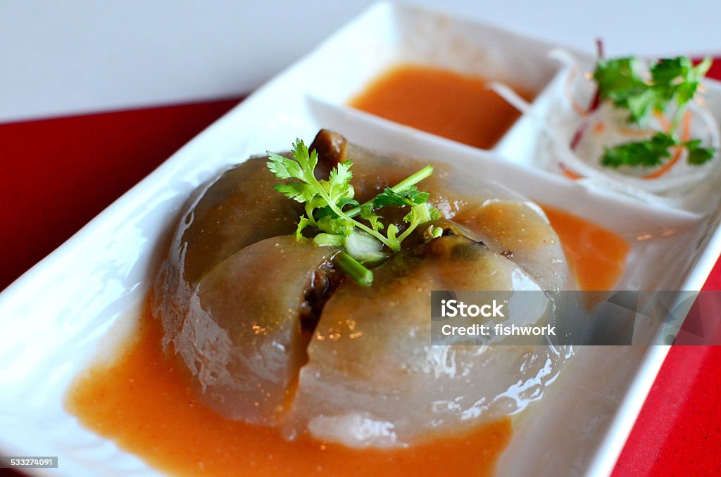 Taiwanese meatball Traditional Taiwanese street snacks - made with ground pork, bamboo shoot and dried mushrooms (台式肉圓) 2015 Stock Photo