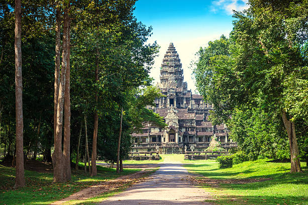 храм ангкор-ват, камбоджийский - cambodia khmer architecture outdoors стоковые фото и изображения