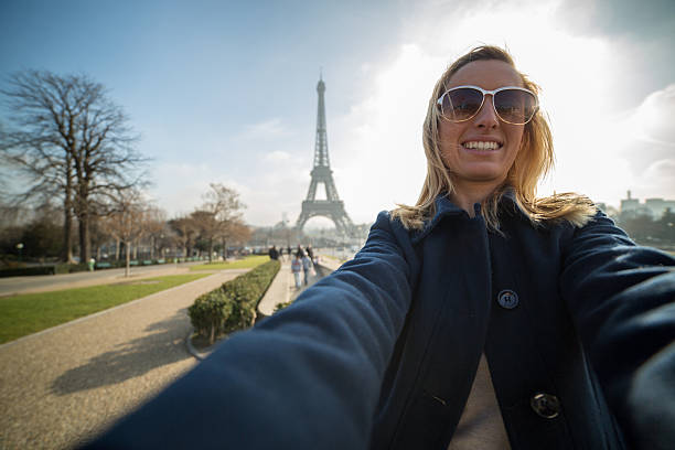 istock Woman taking selfie in PAris-Eiffel tower 533277231