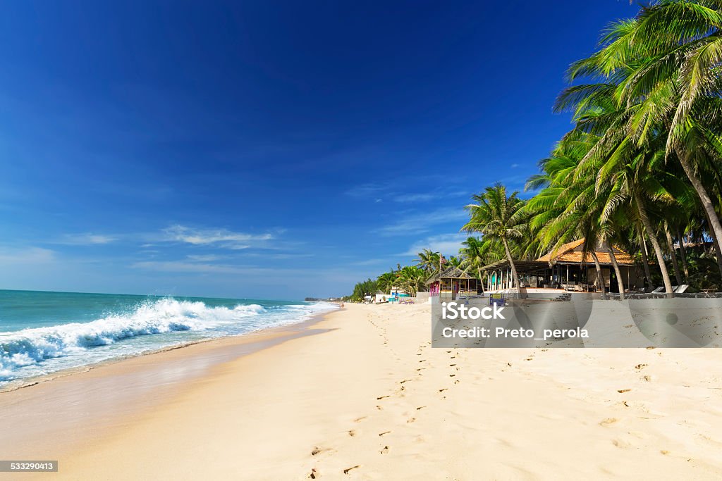 Beautiful beach with blue sky Mui Ne White Sandy Beach, Vietnam. Asia Vietnam Stock Photo