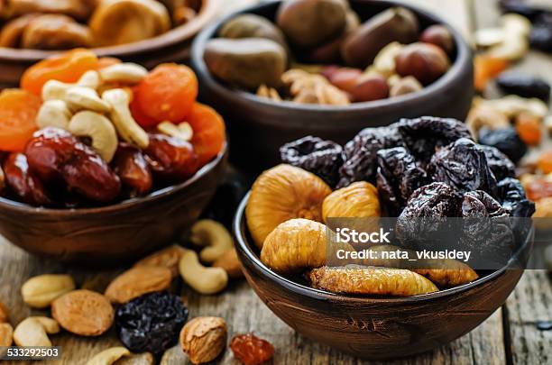 Mix Of Dried Fruits And Nuts Stock Photo - Download Image Now - Fig, Date - Fruit, Food