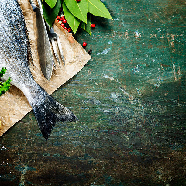 istock Food background with Fish and Wine 533292811