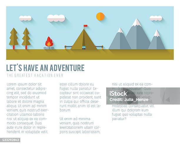 Camping Flat Design Stock Illustration - Download Image Now - 2015, Adventure, Backpack