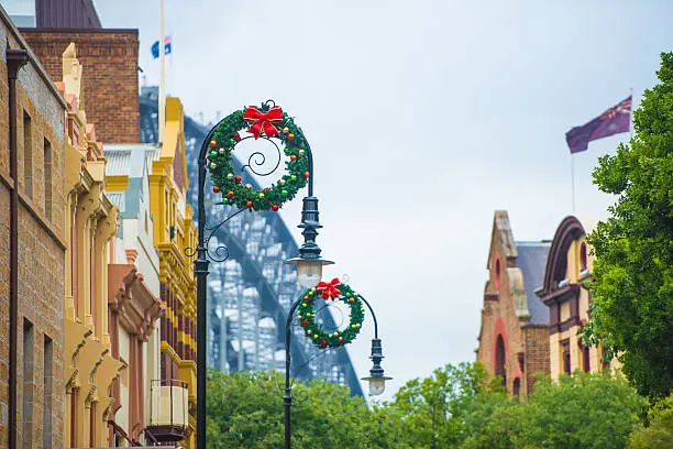 Christmas ring hang on streetlights