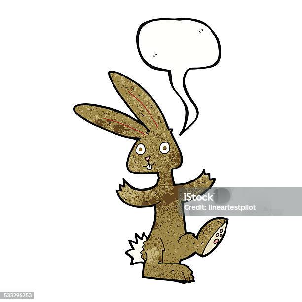 Cartoon Rabbit With Speech Bubble Stock Illustration - Download Image Now - 2015, Cheerful, Clip Art