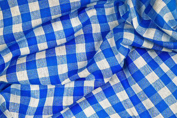 istock Blue and white wrinkled checkered Bavarian tablecloth 533308479