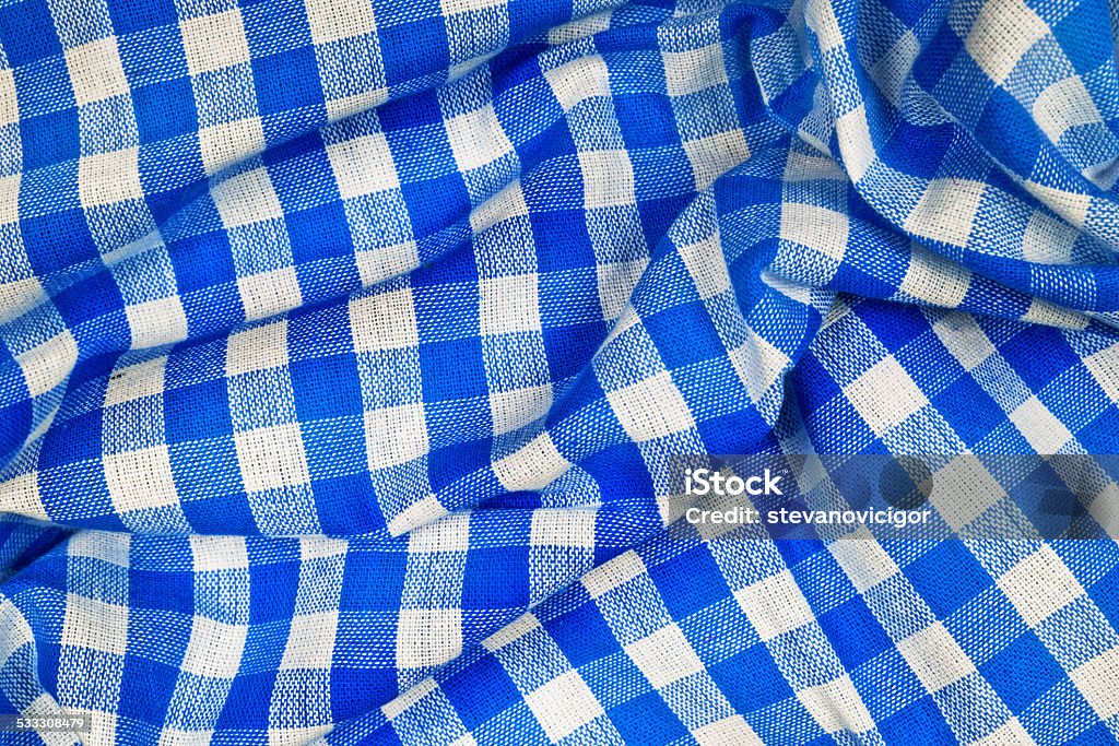 Blue and white wrinkled checkered Bavarian tablecloth Blueand white wrinkled checkered Bavarian tablecloth pattern texture as Munich Octoberfest background 2015 Stock Photo