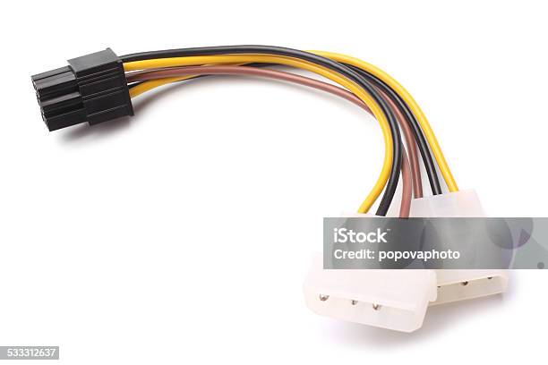 Two Molex Connectors To One 6pin Pci Express Connector Stock Photo - Download Image Now