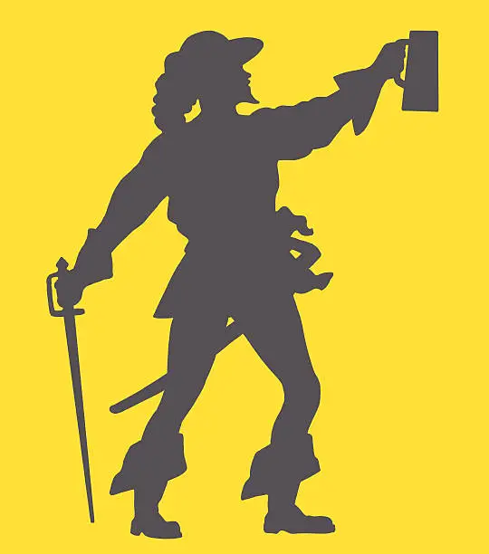 Vector illustration of Silhouette of Man Lifting Mug