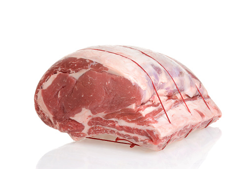 closeup of beef prime rib roast