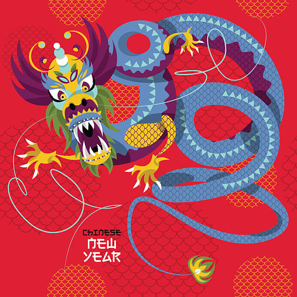 ilustrações, clipart, desenhos animados e ícones de ano novo chinês. dragon dance. fundo sem costura padrão. - asian culture dragon textile symbol