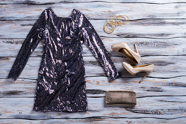 istock Gray sparkly dress and shoes. 533326242