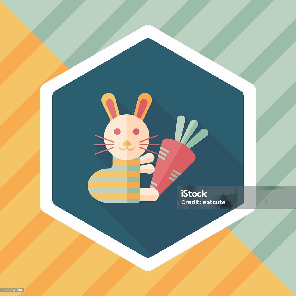 Rabbit with carrot flat icon with long shadow,eps 10 Animal stock vector