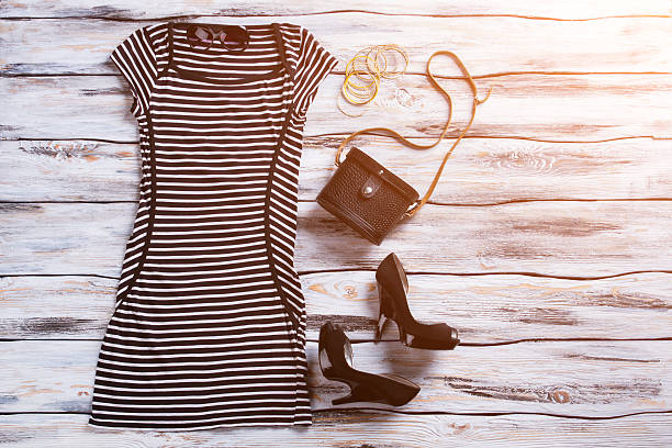 istock Striped dress with short sleeves. 533326598