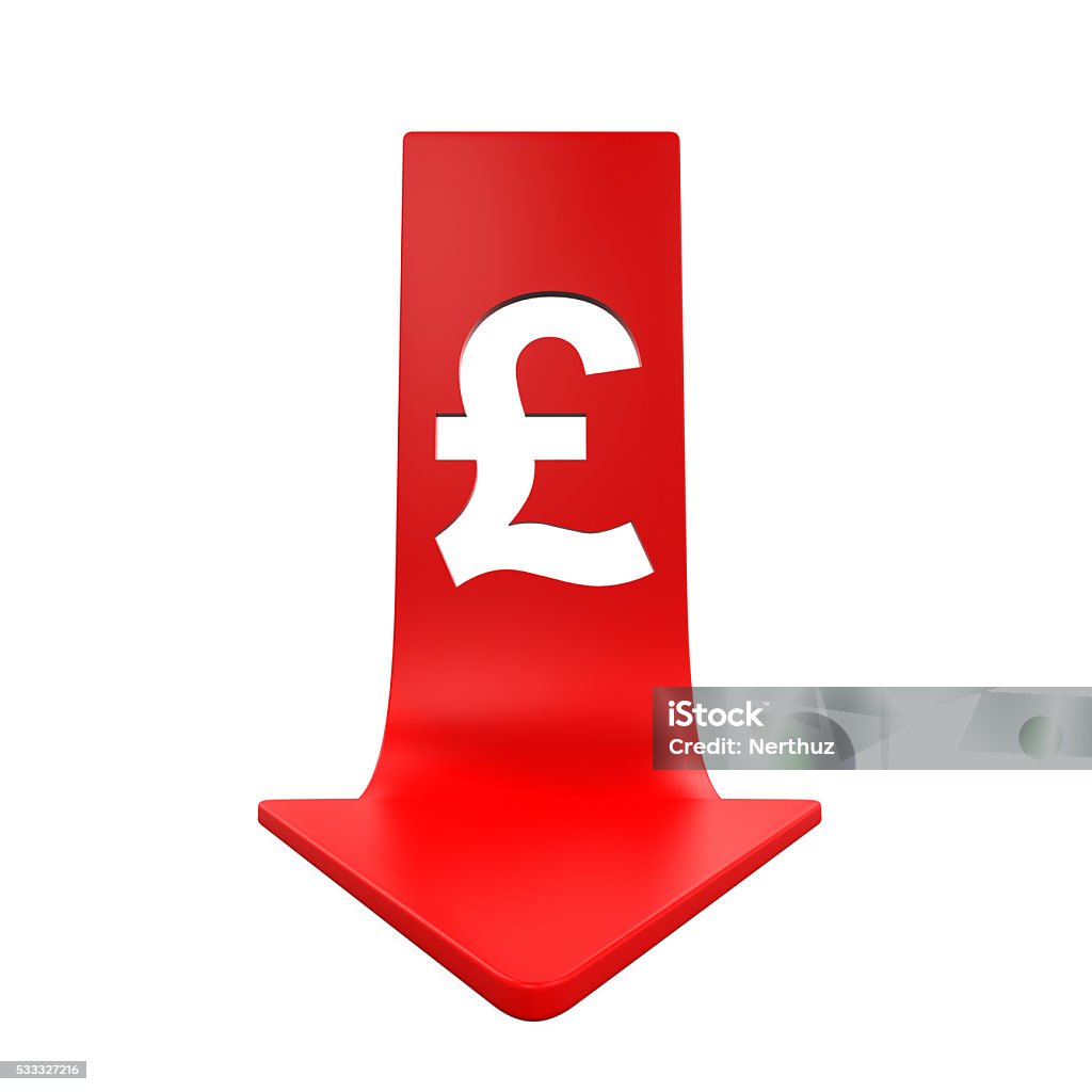 영국 파운드 기호까지 및 빨간색 화살표 0명에 대한 스톡 사진 및 기타 이미지 - 0명, 3차원 형태, 금융 - Istock