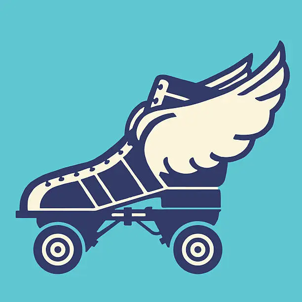 Vector illustration of Roller Skate With Wings