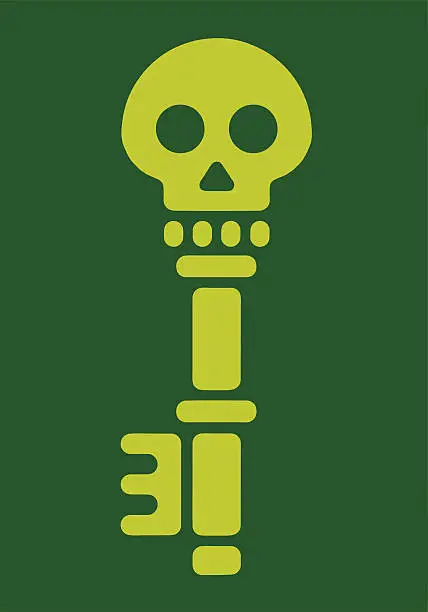 Vector illustration of Skeleton Head End Skeleton Key