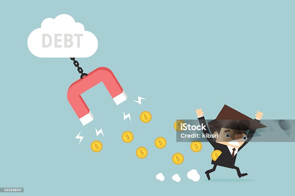 Debt Businessman with debt , vector Debt stock vector