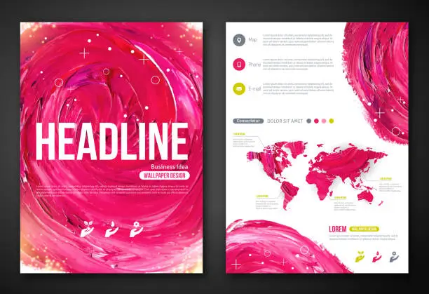 Vector illustration of Business Poster or Flyer Template with paint abstract pink background.