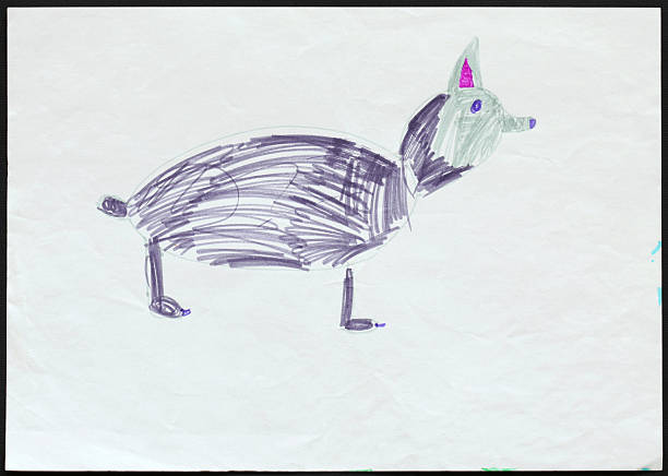 istock Husky Dog or Wolf. Child's Drawing. 533329078