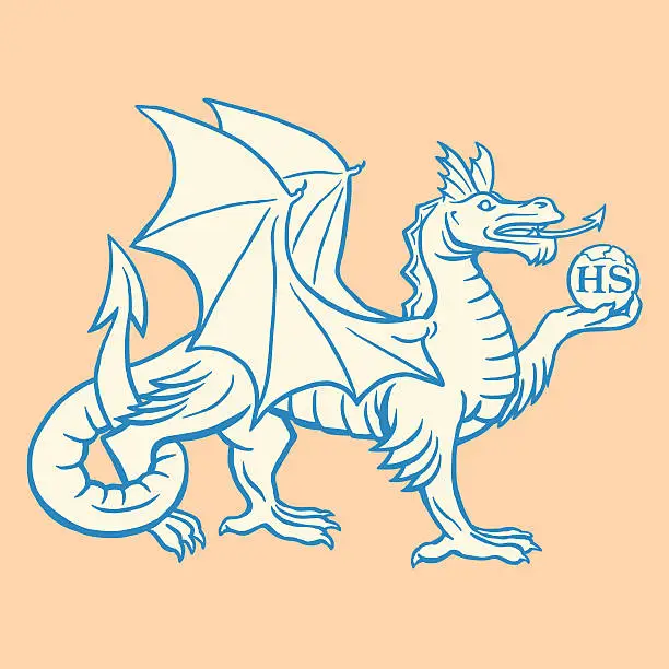 Vector illustration of Dragon Holding Orb