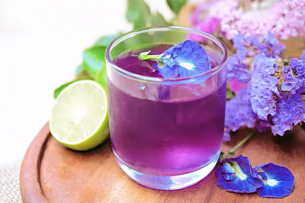 Photo of Butterfly pea with lime juice, cold drink