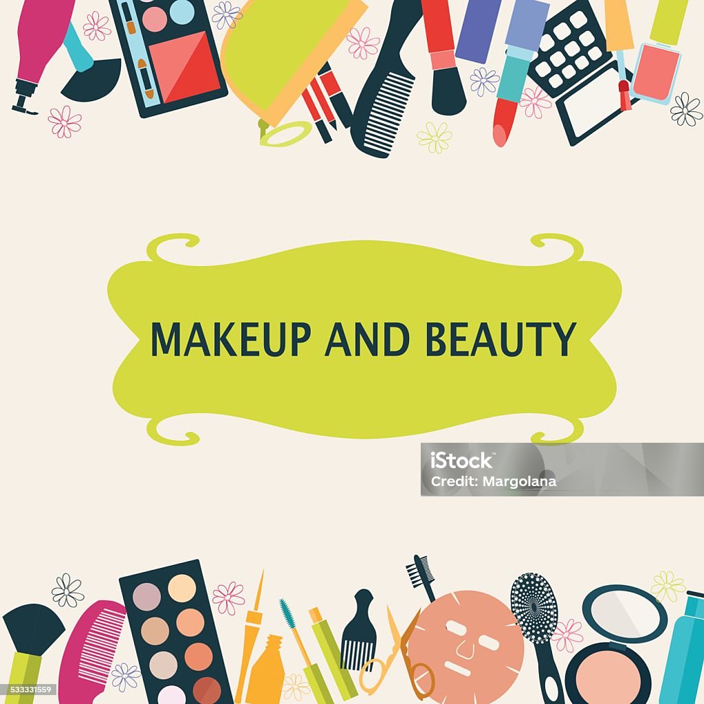 pattern MakeUp and beauty cosmetic pattern MakeUp and beauty cosmetic Symbols. Frame MakeUp and beauty- Illustration 2015 stock vector