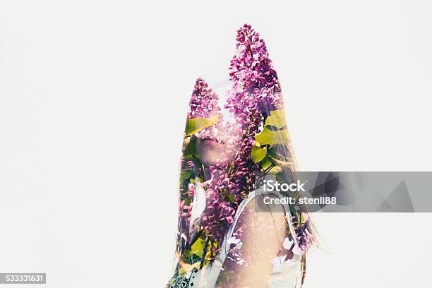 Flower Woman Stock Photo - Download Image Now - Multiple Exposure, Women, Abstract