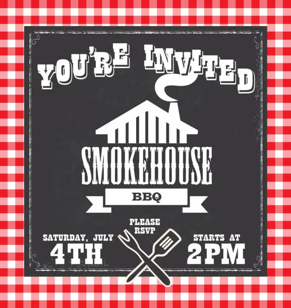 Vector illustration of BBQ barbecue invitation design template with smokehouse bbq