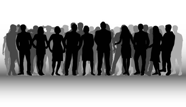 istock Group of people. Crowd of people silhouettes. 533332782