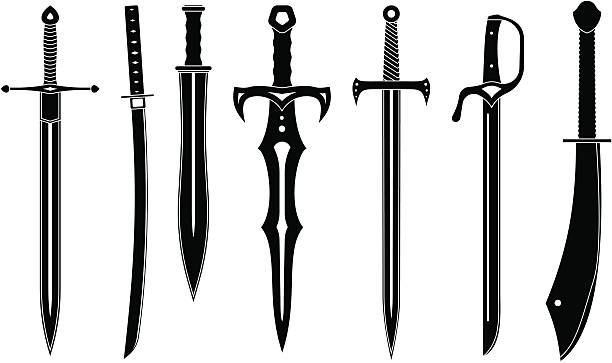 icon-set alte swords. - schwert stock-grafiken, -clipart, -cartoons und -symbole