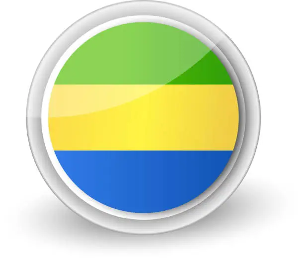 Vector illustration of Vector rounded flag button icon of Gabon