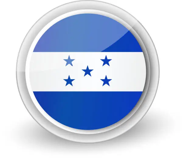 Vector illustration of Vector rounded flag button icon of Honduras