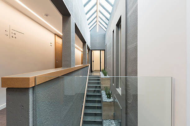istock Hotel corridor with stairs 533334194