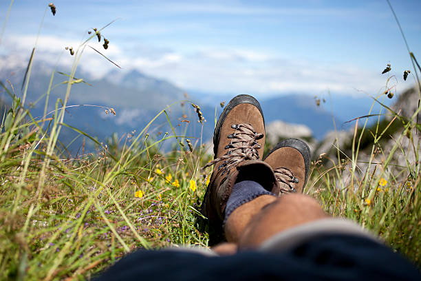 Hiking boots. Relax in hike.