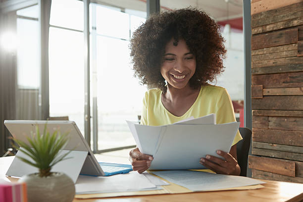 istock Happily working away at her desk 533334911