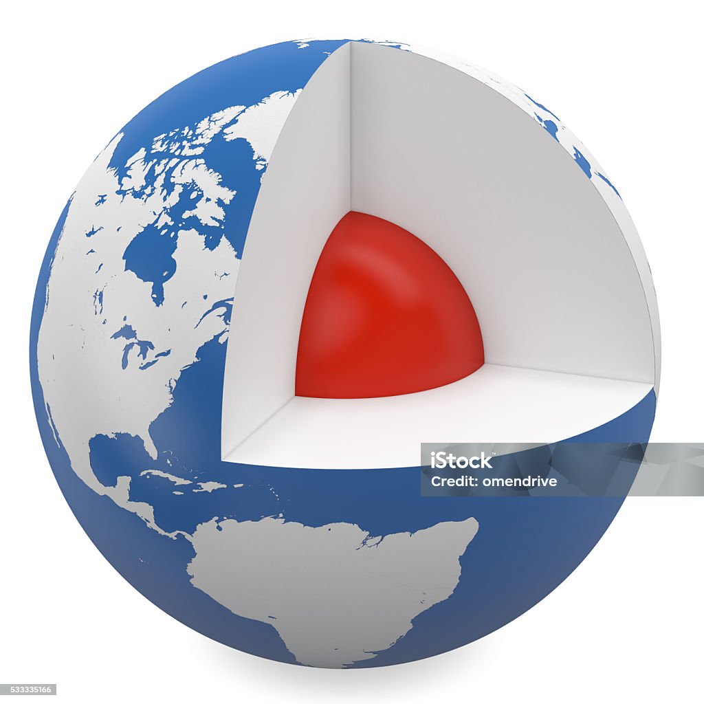 earth earth's core - 3d model Cross Section Stock Photo
