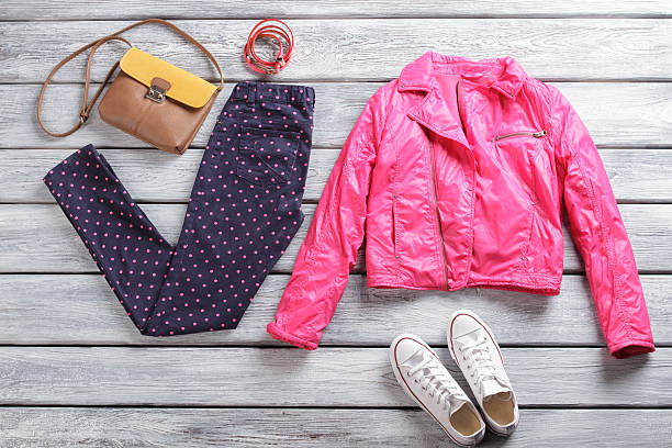 istock Pink jacket with dotted trousers. 533335294