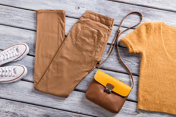 istock Brown pants and white shoes. 533337126