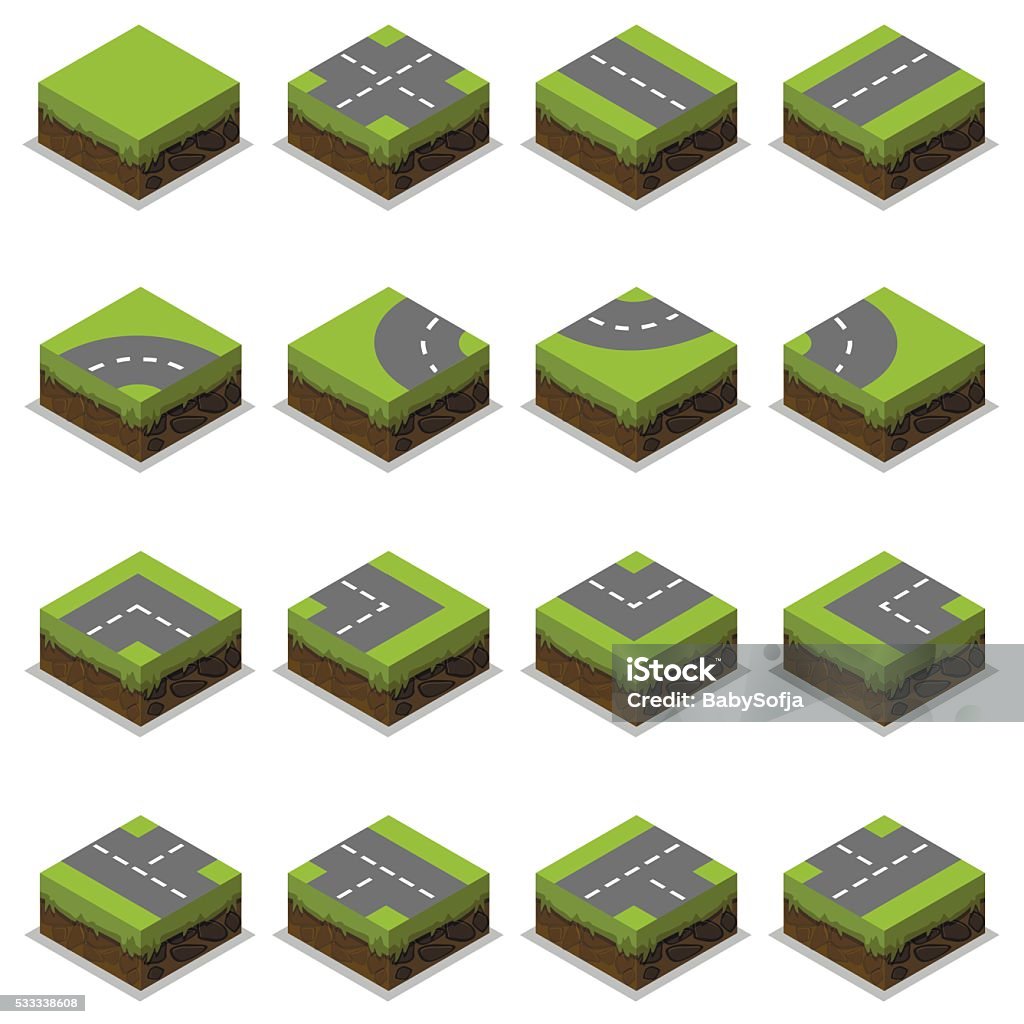Isometic Intersection Assembled Isometric Road Intersection Stock Illustration - Download ...