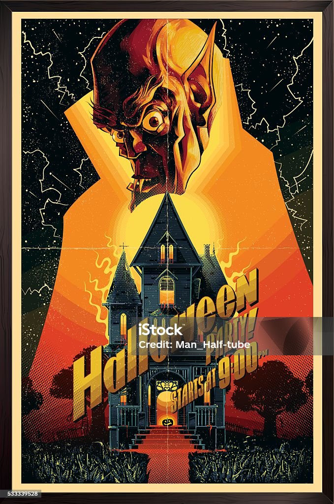 Halloween poster Halloween poster in vintage horror movie style, eps9 Poster stock vector